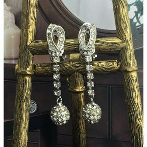 Vintage Bellini Ball Drop Earrings bridal crystal rhinestones designer Runway EC